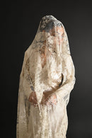c1890s Handmade Brussels Mixed Lace Rectangular Bridal Veil