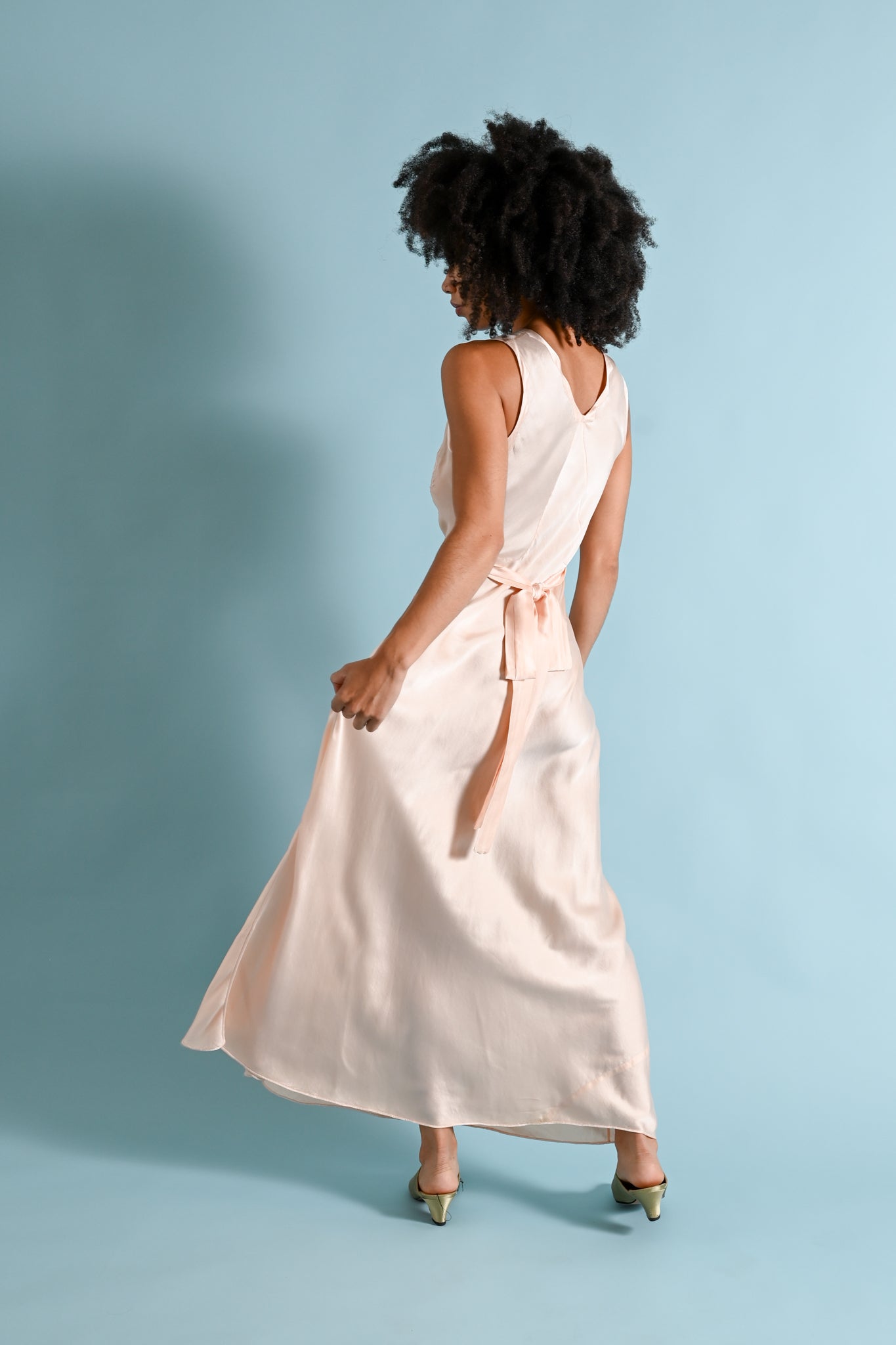 1930s Silk Pinecone Appliqué Gown [xs/sm]