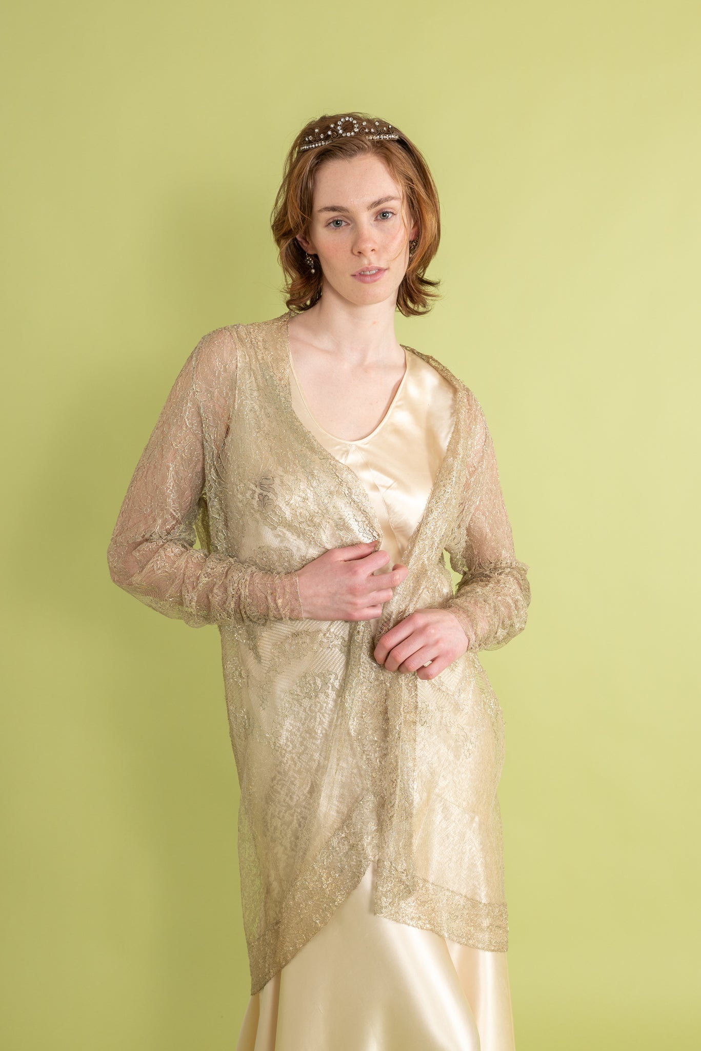 1920s Art Deco Silver Lamé Jacket [sm/med/lrg]