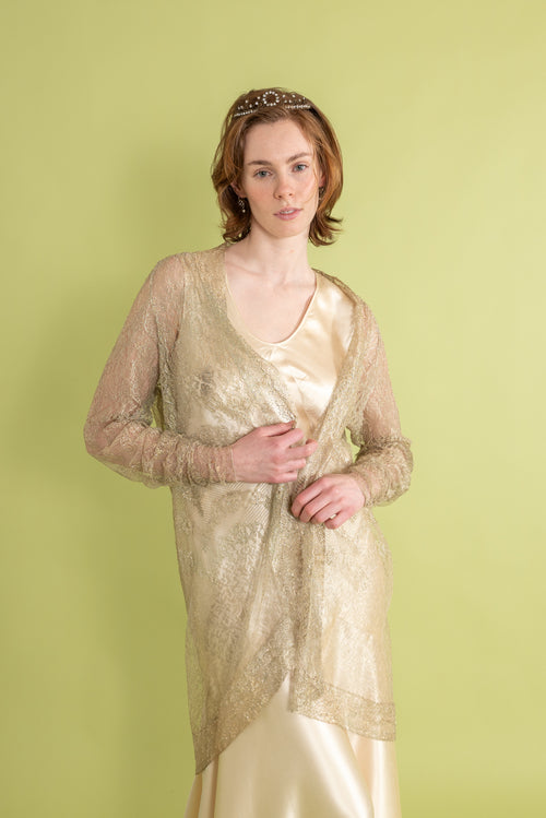 1920s Art Deco Silver Lamé Jacket [sm/med/lrg]