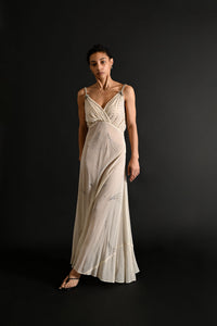 1930s Silk Chiffon Diamanté Meteor Shower Bridal Gown