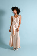 1930s Pink Silk Satin Wrap Gown [xs/sm]