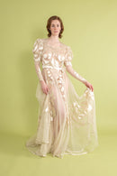1930s Silk Tulle Satin Appliqué Gown [sm/med]