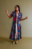 1940s Silk Tie Crazy Quilt Duster [xs/sm/med]