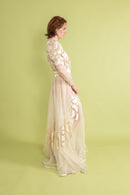 1930s Silk Tulle Satin Appliqué Gown [sm/med]