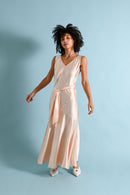 1930s Pink Silk Satin Wrap Gown [xs/sm]