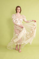 1930s Silk Tulle Satin Appliqué Gown [sm/med]