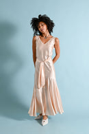 1930s Pink Silk Satin Wrap Gown [xs/sm]