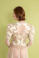 1930s Silk Tulle Satin Appliqué Gown [sm/med]