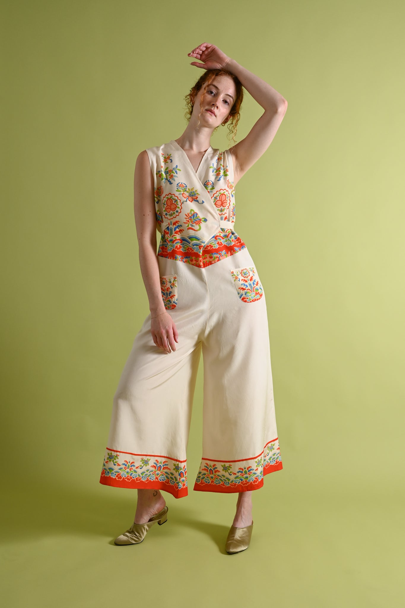 1920s Pongee Silk Wrap Beach Pajamas [xs/sm/med]