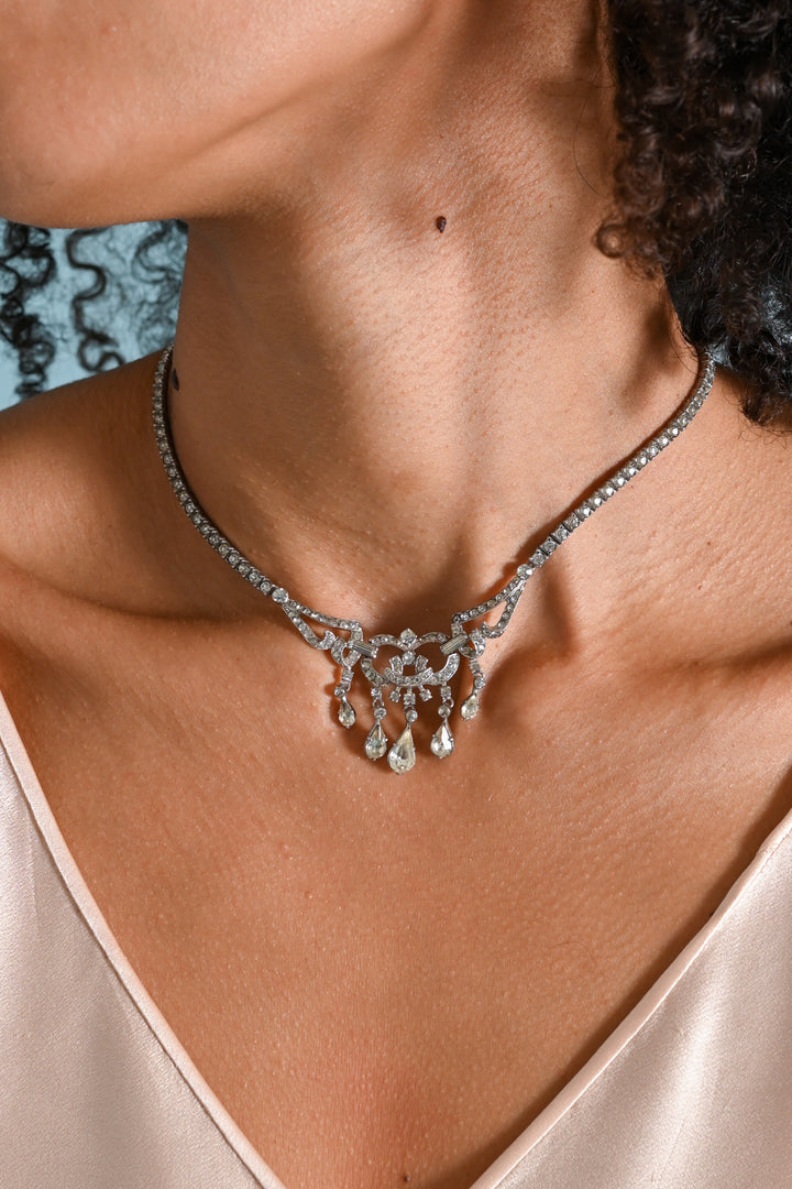1930s Sterling Art Deco Paste Necklace