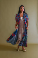 1940s Silk Tie Crazy Quilt Duster [xs/sm/med]
