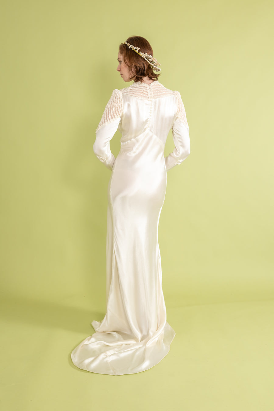 1930s Art Deco Silk Satin Bridal Gown [sm/med]