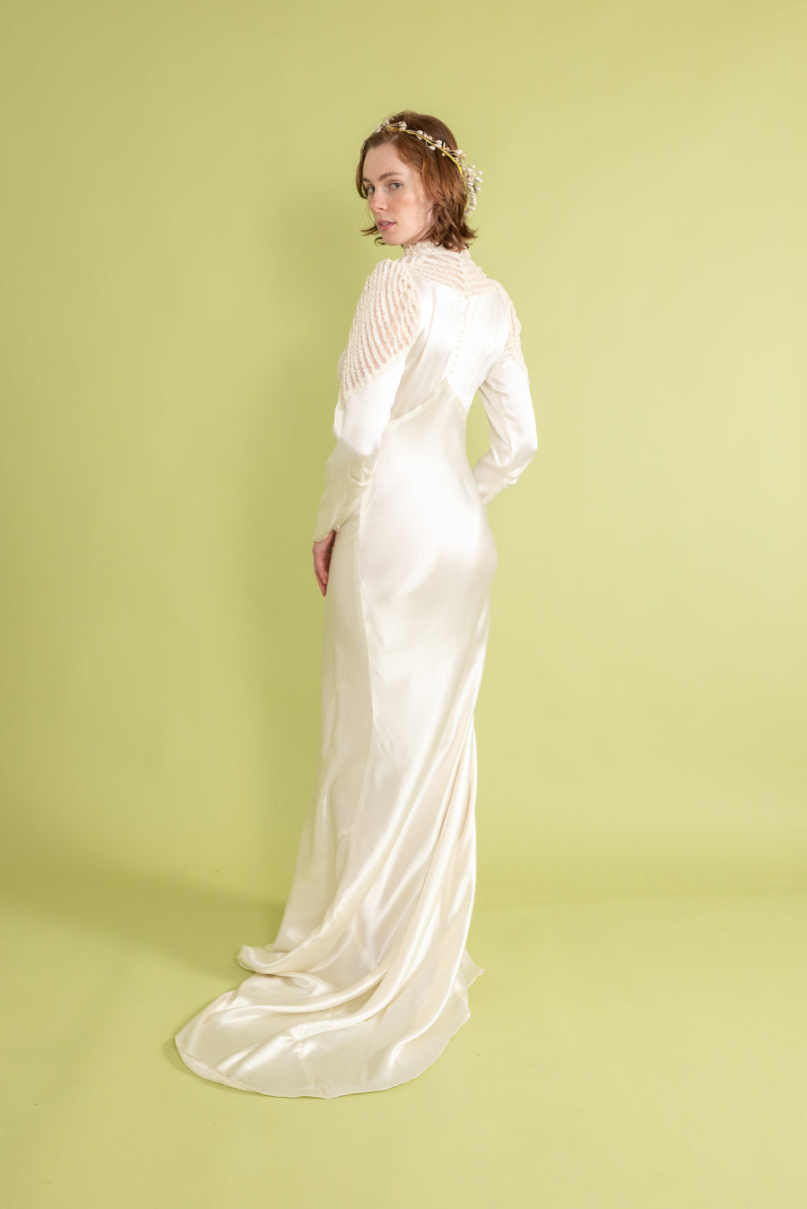 1930s Art Deco Silk Satin Bridal Gown [sm/med]