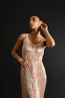 1980s Patricia Lester Mother of Pearl Fortuny Bridal Gown