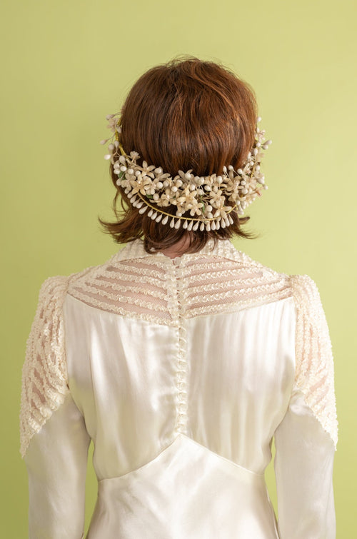 1930s Wax Blossom Bridal Circlet Crown