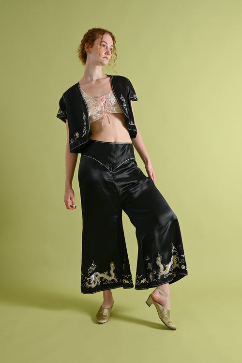 1930s Dragon Embroidered Silk Ensemble [sm/med]