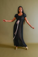 1930s Silk Chiffon Empire Floral Gown [xs/sm]