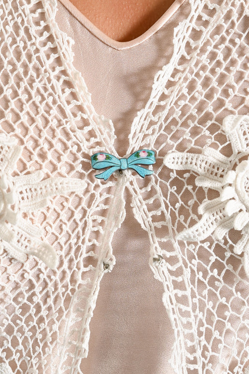 1920s Guilloche Enamel Bow Pin