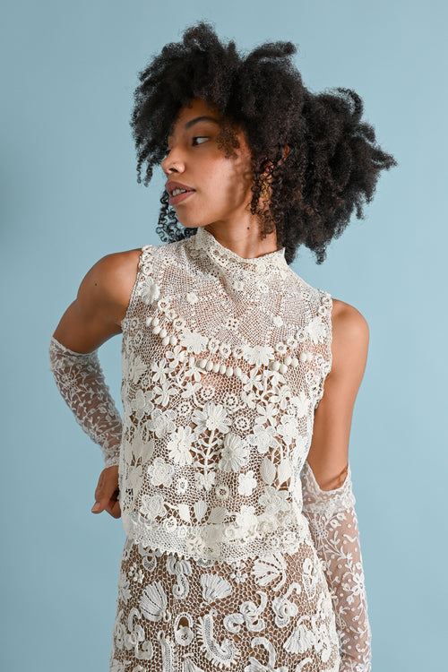 1900s Irish Crochet Blouse [xs/sm]