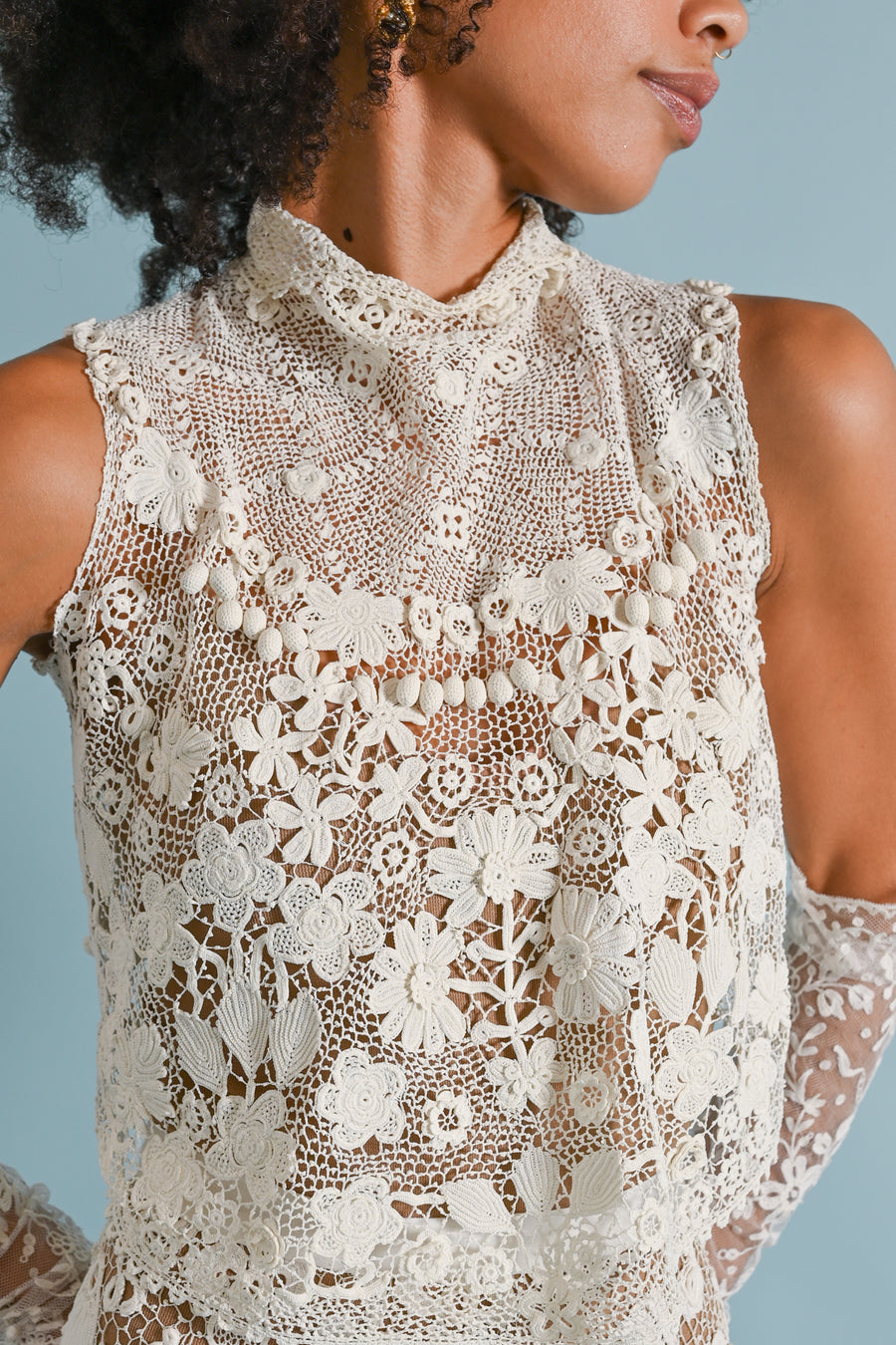 1900s Irish Crochet Blouse [xs/sm]