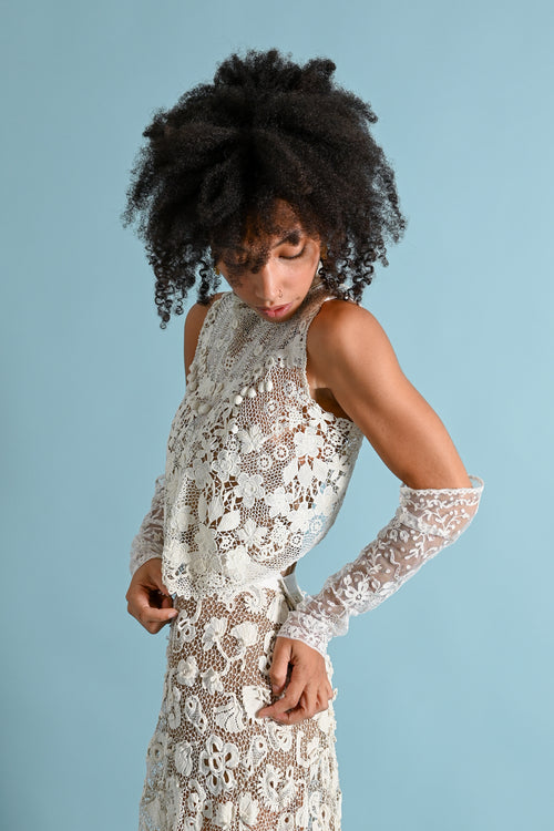 1900s Irish Crochet Blouse [xs/sm]