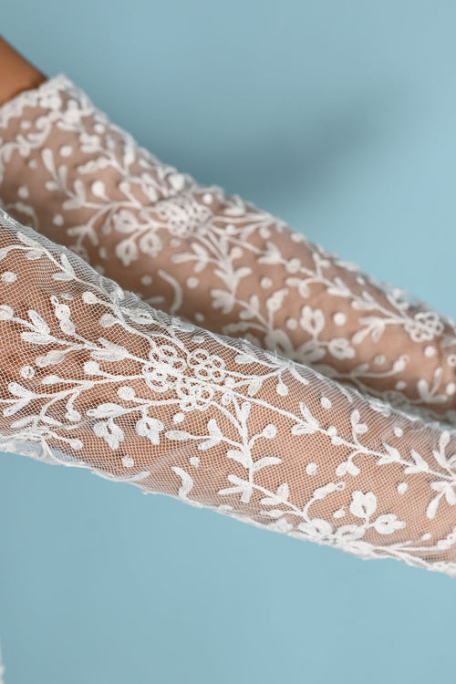 1900s Tambour Embroidered Mesh Gauntlets