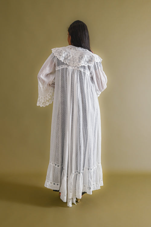 c1900 Swiss Dot Gauze Angel Sleeve Robe [xs/sm/med]