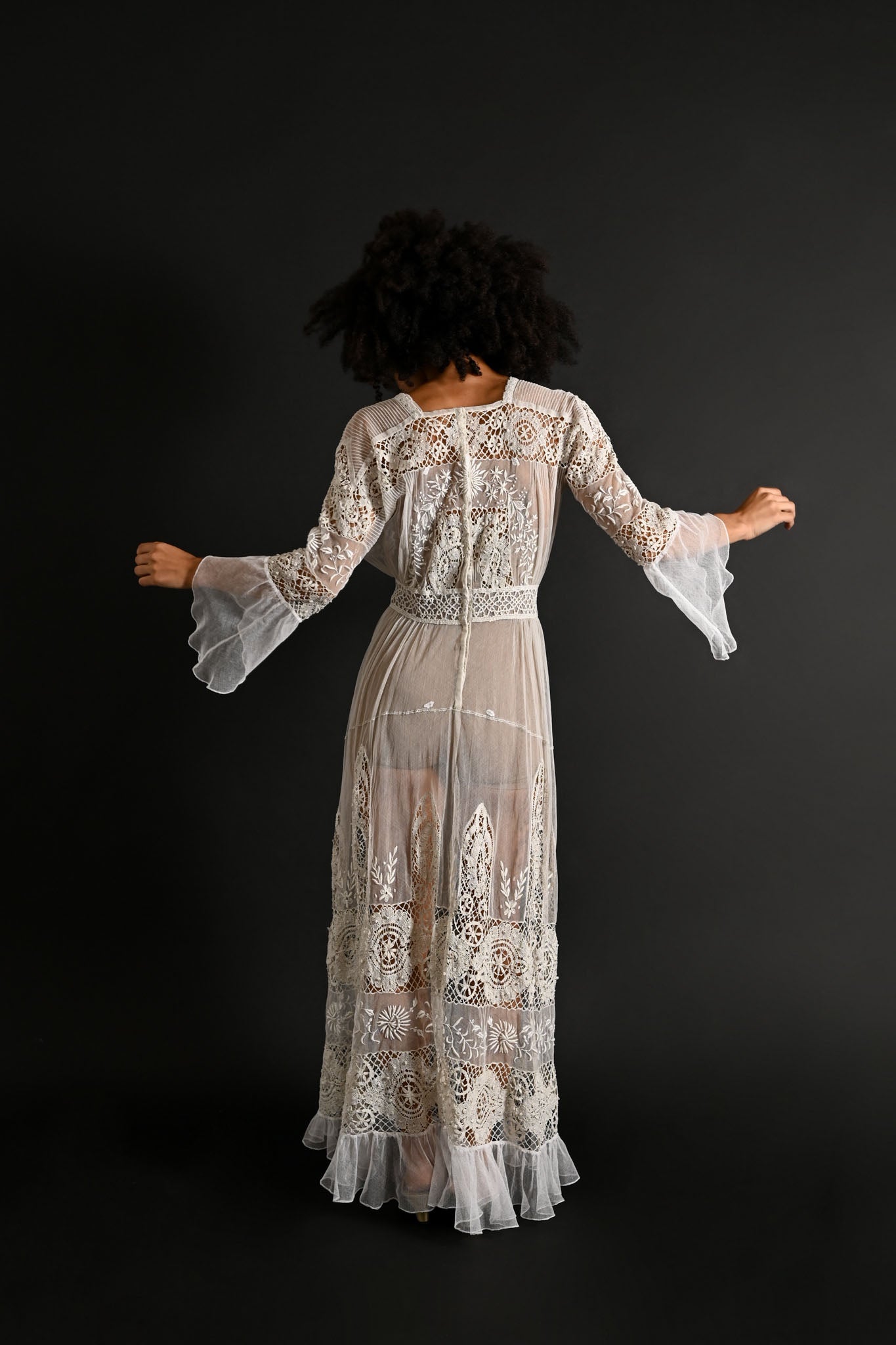 Demetra's Edwardian Embroidered Mesh + Lace Dress [xs/sm]