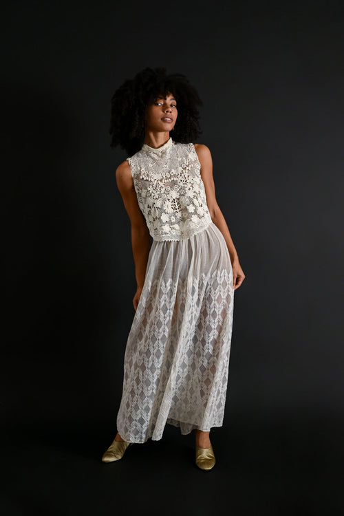 Edwardian Geometric Hand Embroidered Skirt [med/lrg]