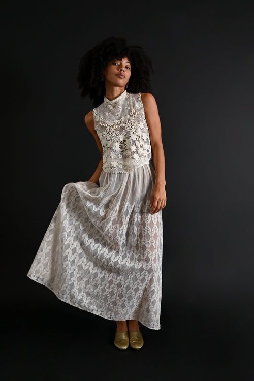 Edwardian Geometric Hand Embroidered Skirt [med/lrg]