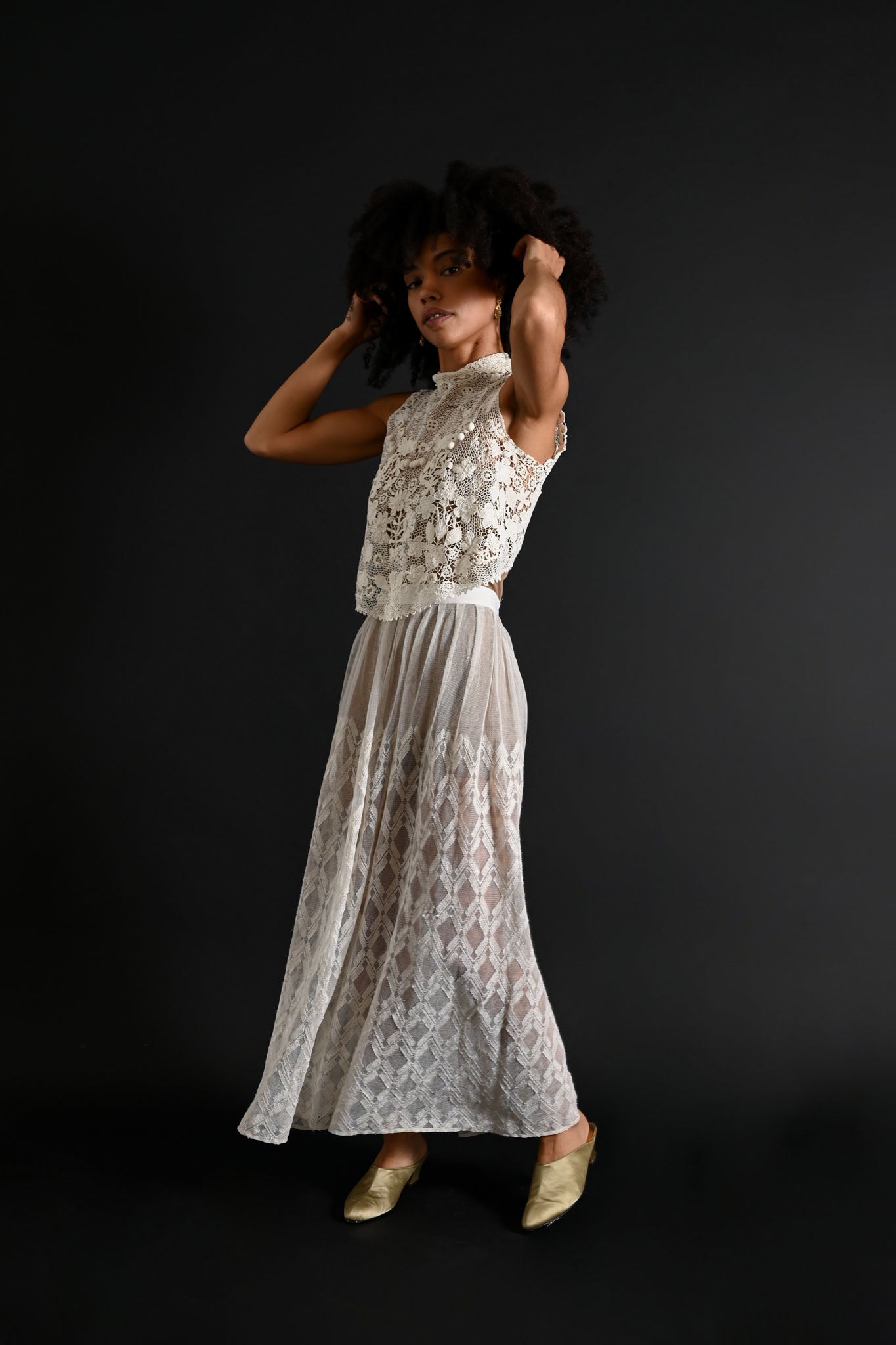 Edwardian Geometric Hand Embroidered Skirt [med/lrg]