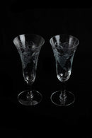 1930s Hand Blown Etched Glasses Pair