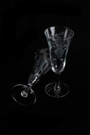 1930s Hand Blown Etched Glasses Pair