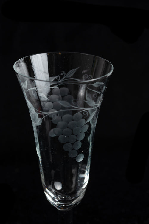 1930s Hand Blown Etched Glasses Pair