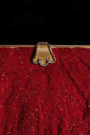 1950s George Baring Crimson Beaded Purse