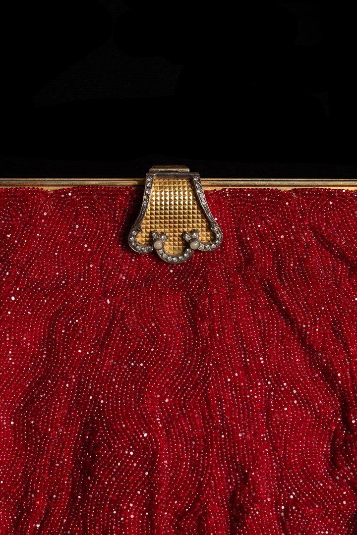 1950s George Baring Crimson Beaded Purse