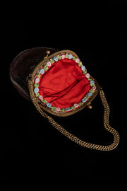 1920s Hand Beaded Flower Basket Purse