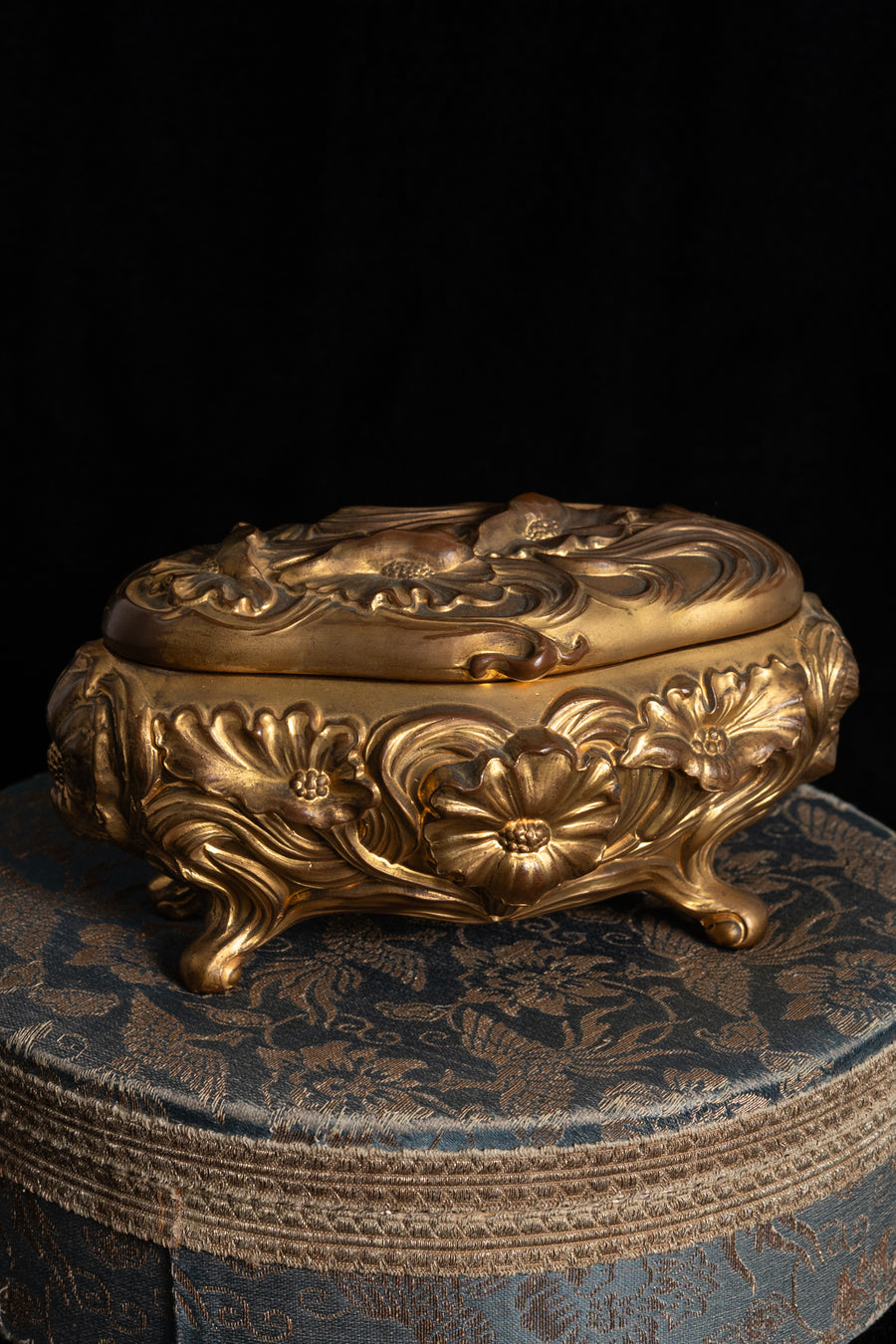 c1900 Large Brass Jewelry Casket