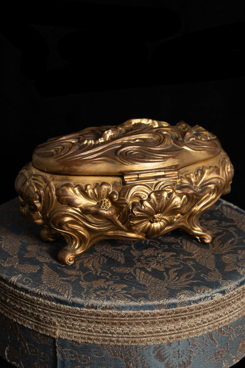 c1900 Large Brass Jewelry Casket