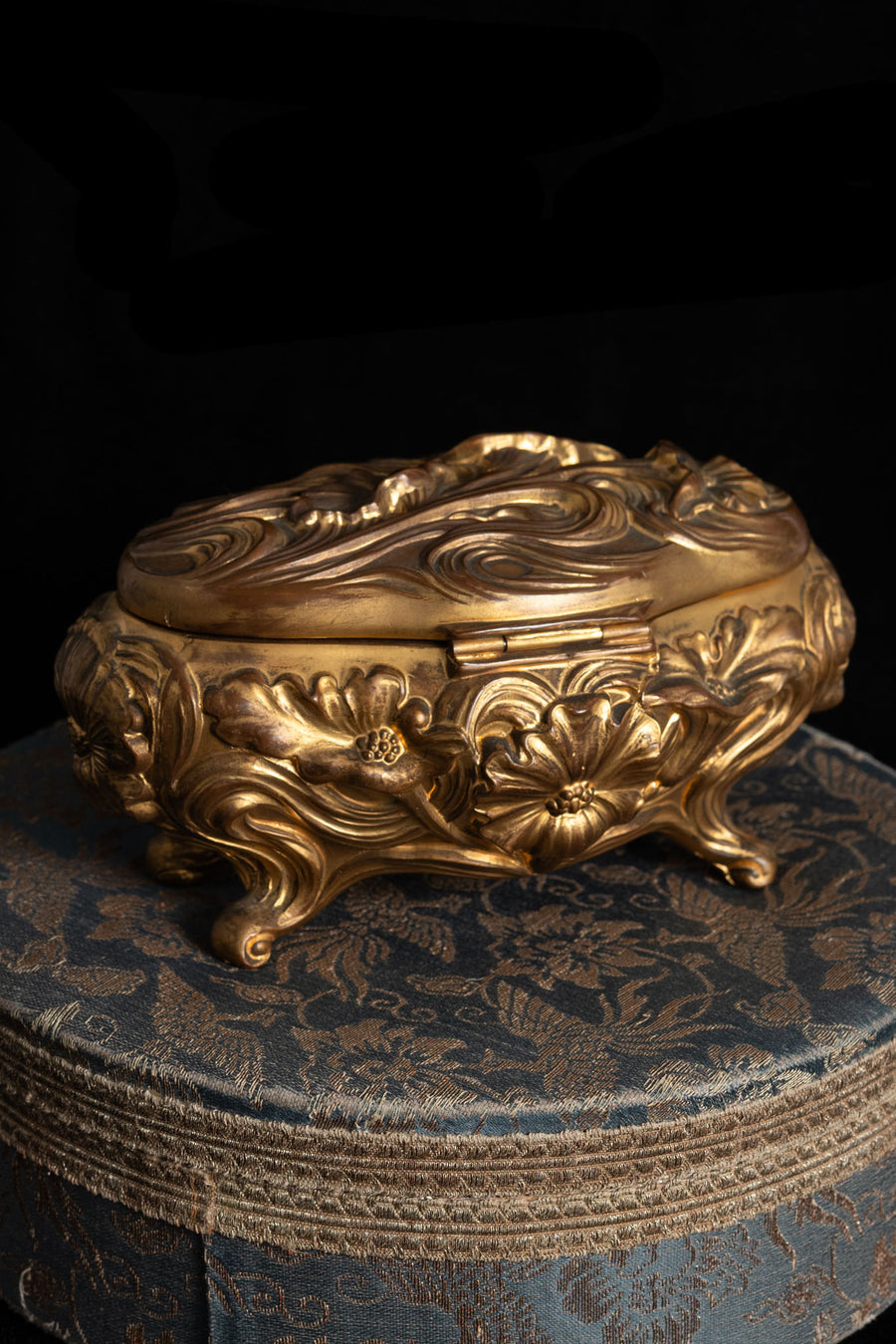 c1900 Large Brass Jewelry Casket