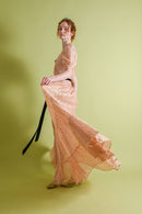 1930s Apricot Lace Dressing Gown by Saks[xs/sm]