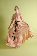 1930s Apricot Lace Dressing Gown by Saks[xs/sm]