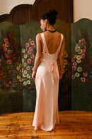 1930s Fischer's Pink Silk Satin Gown