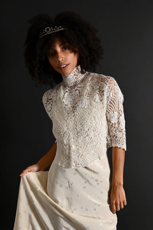 1900s Fine Handmade Lace Blouse [xs/sm]