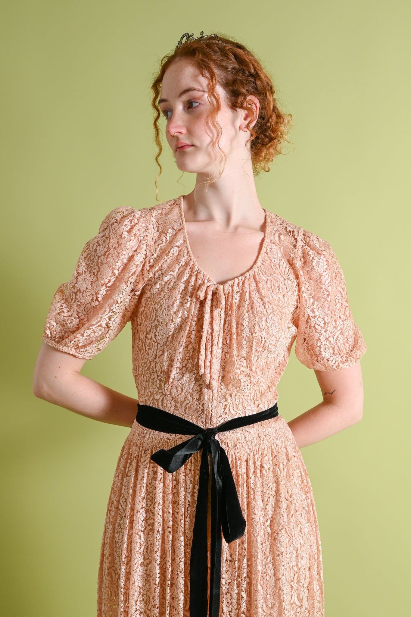 lace dress saks Self-Portrait Floral Lace V-Neck Midi-Dress