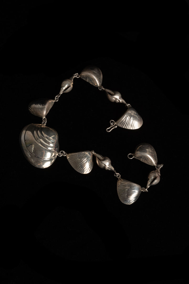 1970s Artisan Sterling Seashell Necklace