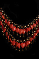 1940s Coral Glass Sweetheart Necklace