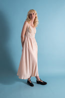 1930s Sweetheart French Silk and Lace Appliqué Slip [xs/sm]