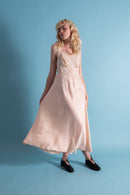1930s Sweetheart French Silk and Lace Appliqué Slip [xs/sm]